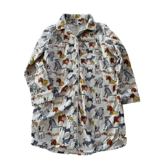 The Company Store Girls 6/7 Fleece Dog Pajama Shirt Gown - Picture 1 of 6